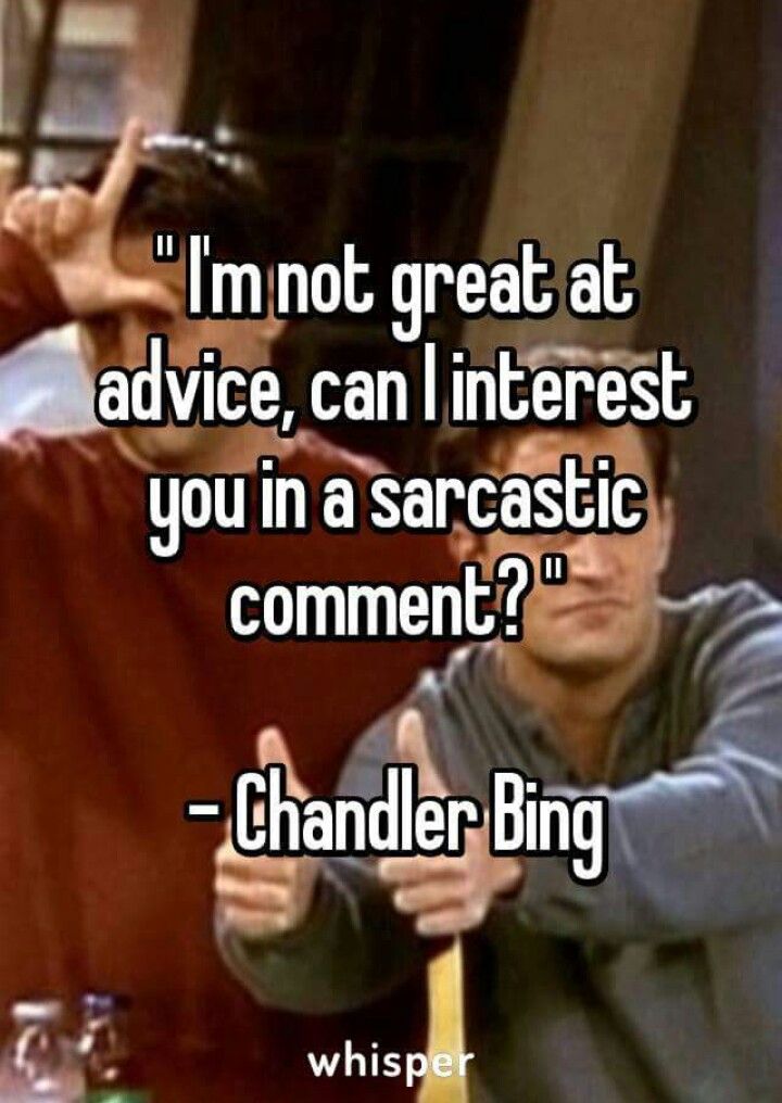 I'm not so great with advice. Can I interest you in a sarcastic comment? - Chandler Bing