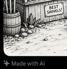 cropped screenshot of lower corner of OP's screenshot, showing "✨ Made with AI" note