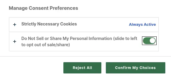 Manage Cookies UI