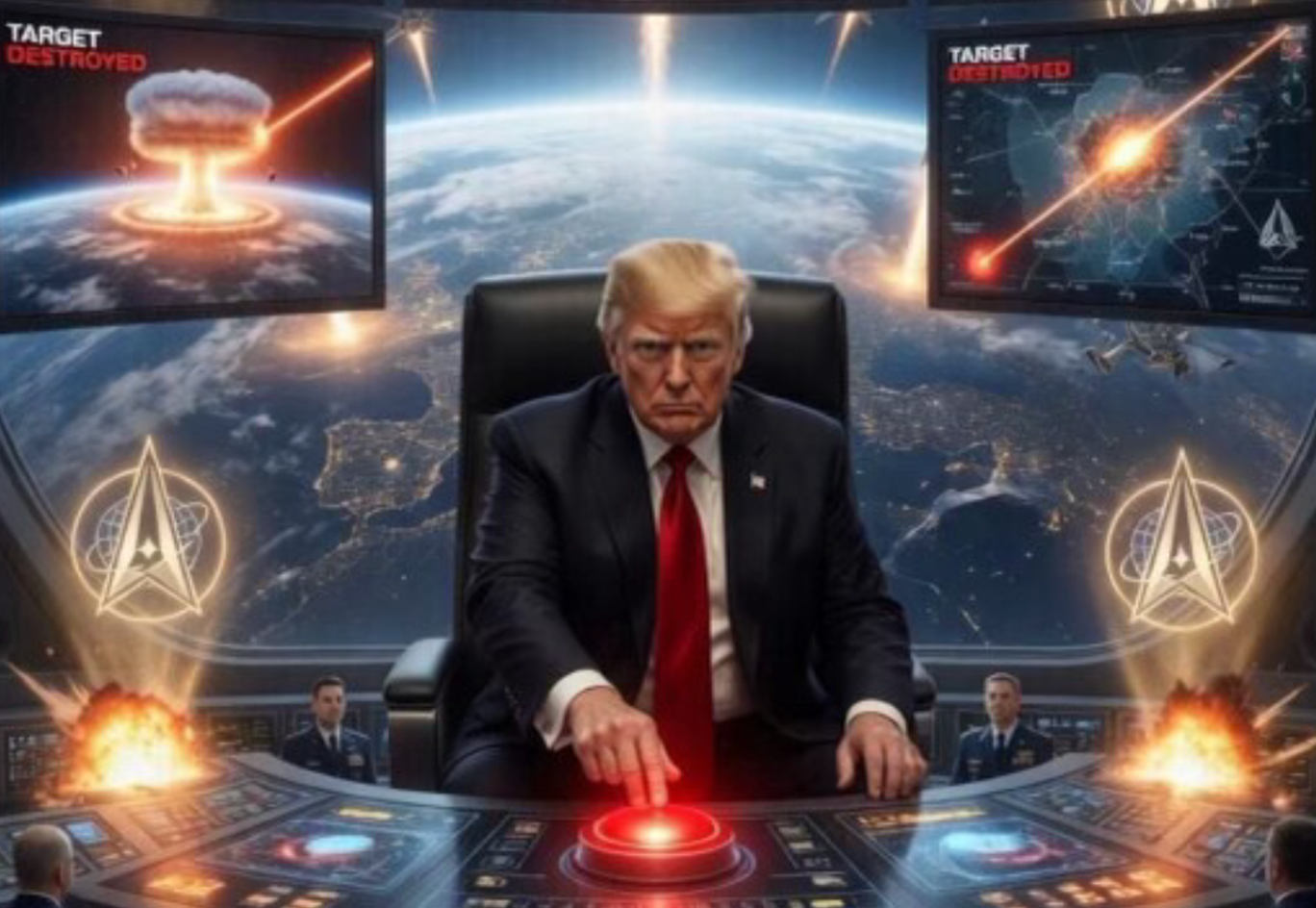 Donald Trump attacks the Earth from space.