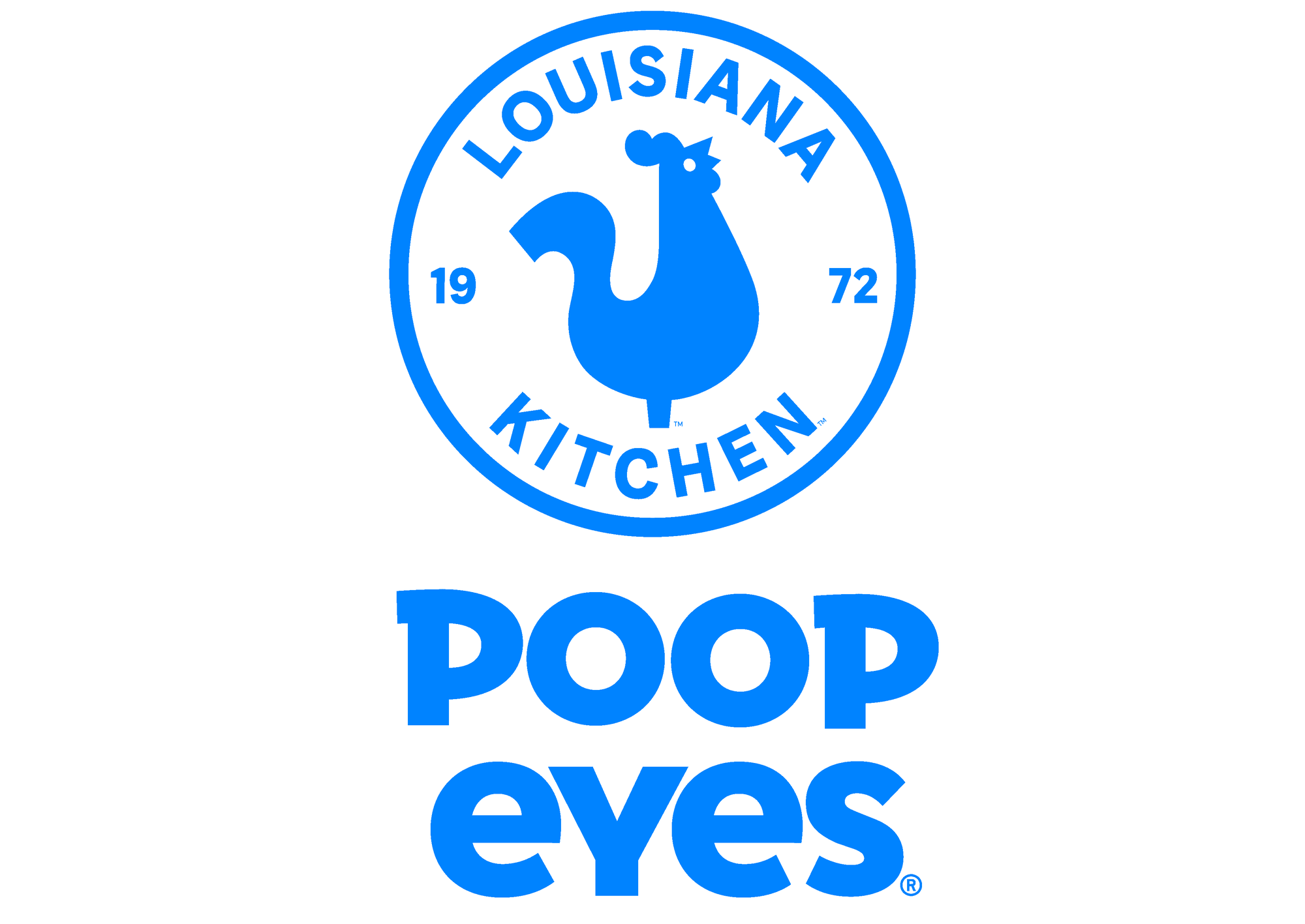 The Popeyes logo altered to say "poop eyes"