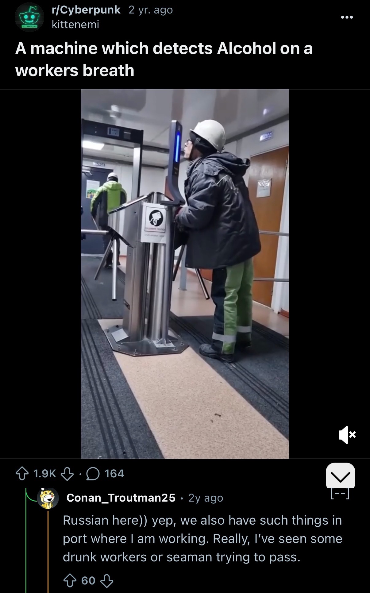 Breathalyzer: “Russian here)) yep, we also have such things in port where I am working. Really, I’ve seen some drunk workers or seaman trying to pass.”