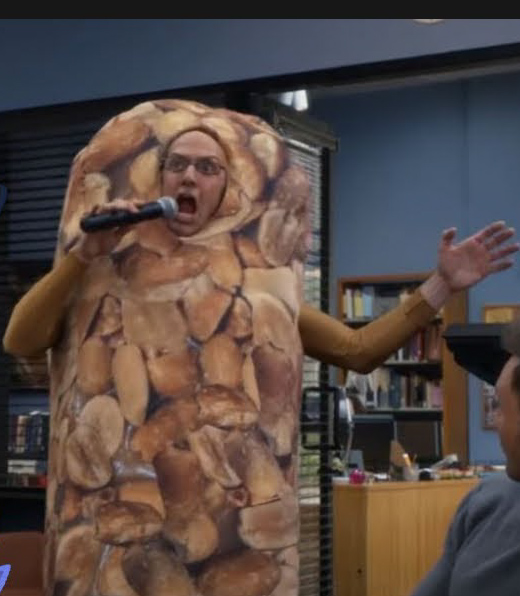 Photo of Dean Pelton, from the show Community, as a rapping peanut bar