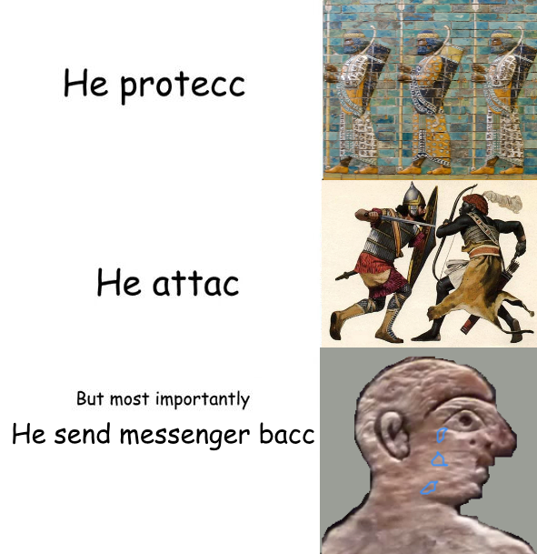 he protecc. he attac. but most importantly, he send messenger bacc